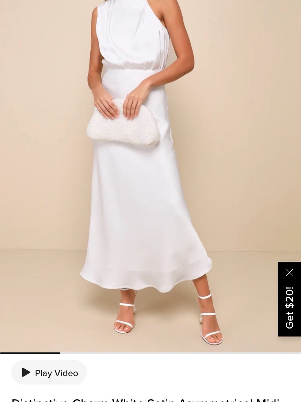Lulus Distinctive Charm White Satin Asymmetrical Midi Dress